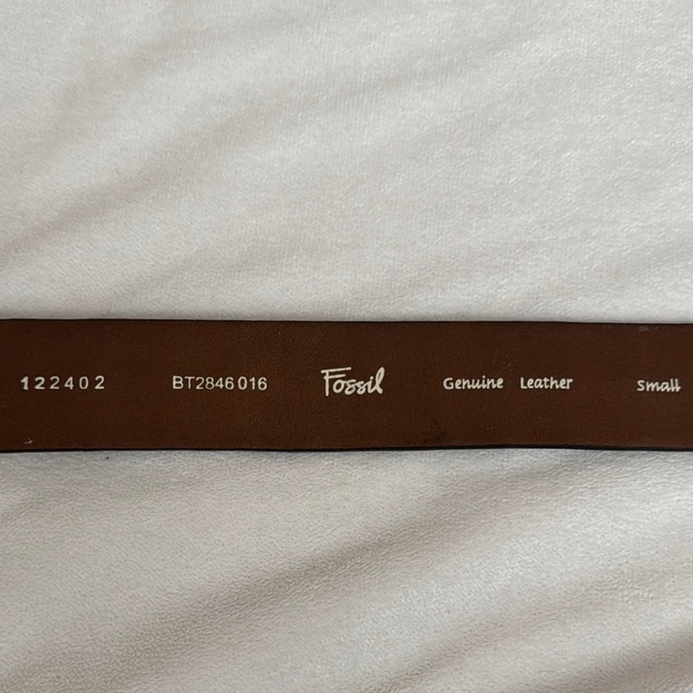 Vintage Fossil patch work genuine Leather Belt with Silver Buckle - Picture 12 of 13